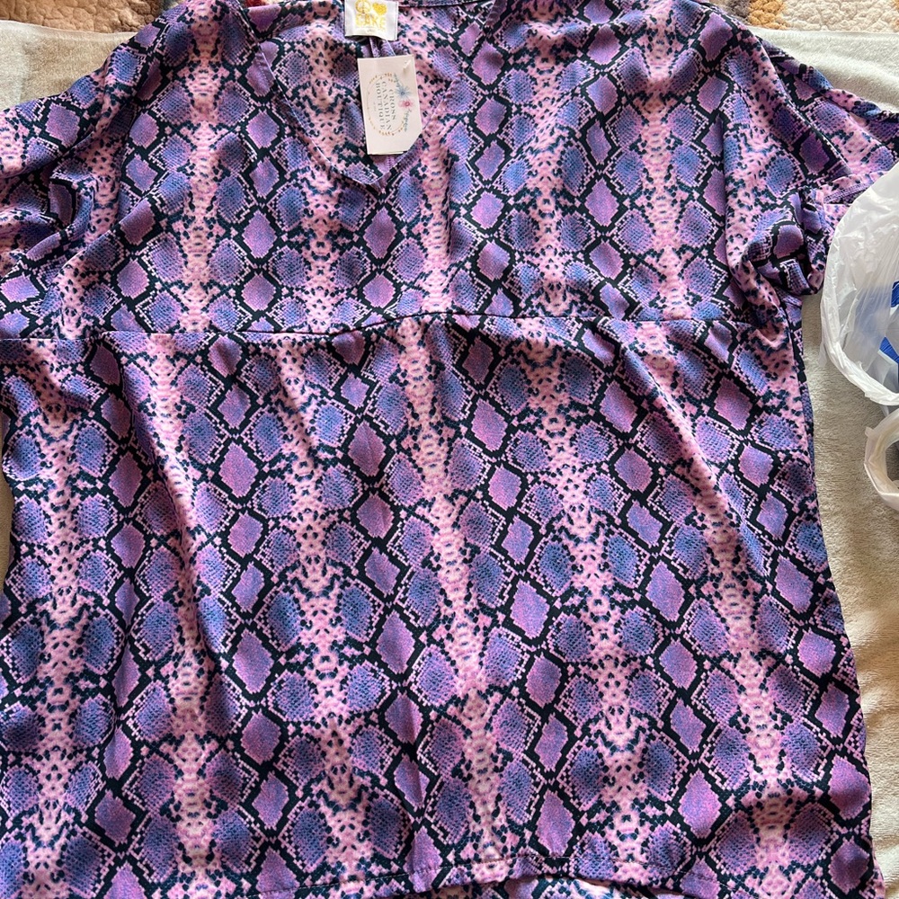 Cake Women's Top in Purple and Pink Snake Print